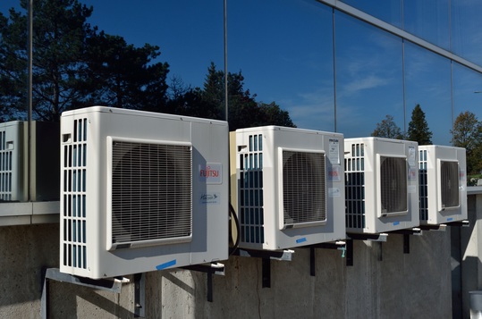 Air conditioner outside units on a rooftop