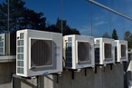 Air conditioner outside units on a rooftop